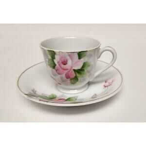 Vintage WWII Era Japan Porcelain Floral Tea Cup & Saucer Fine China